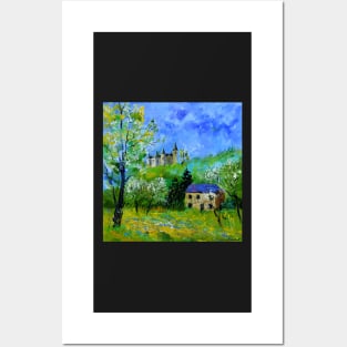 Medieval castle in spring - Vêves Belgium Posters and Art